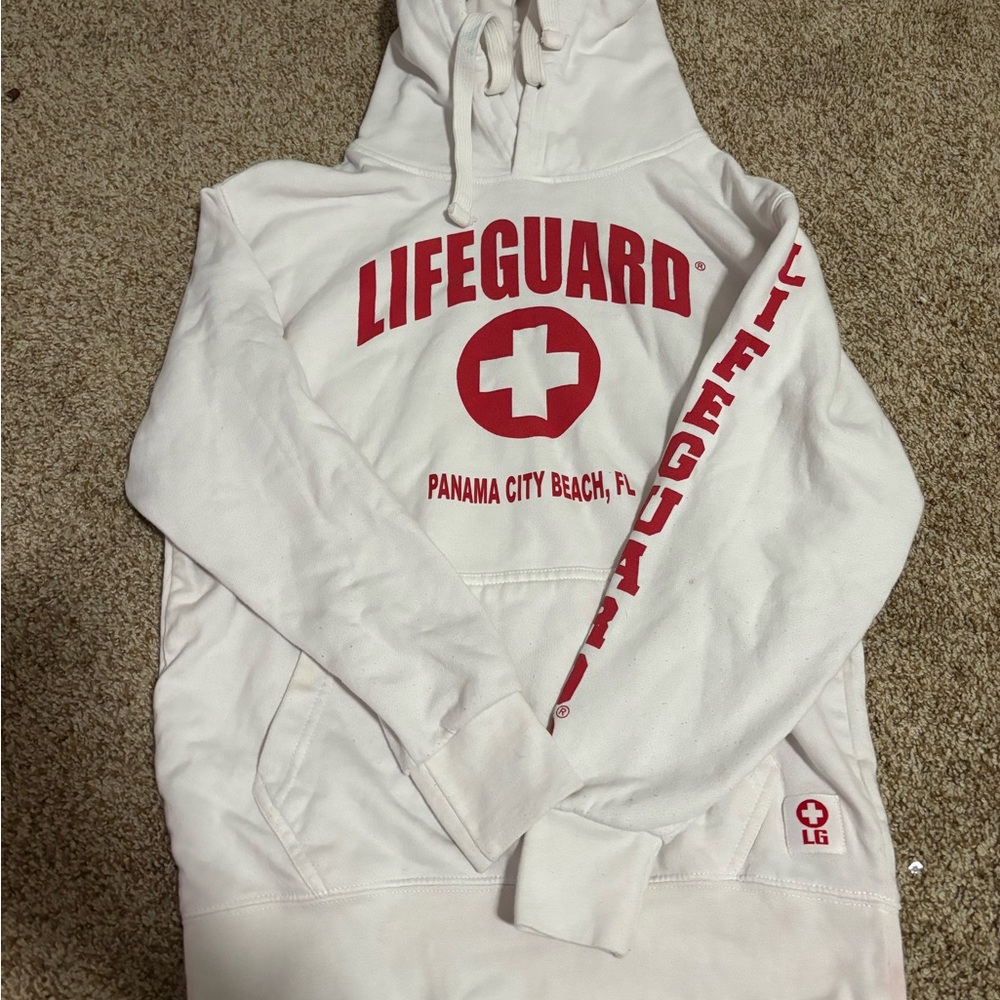 Lifeguard White and Red Hoodie!
